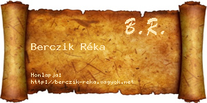 Berczik Réka névjegykártya
